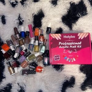 Beginner Acrylic Nail Kit+ Polish Lot
